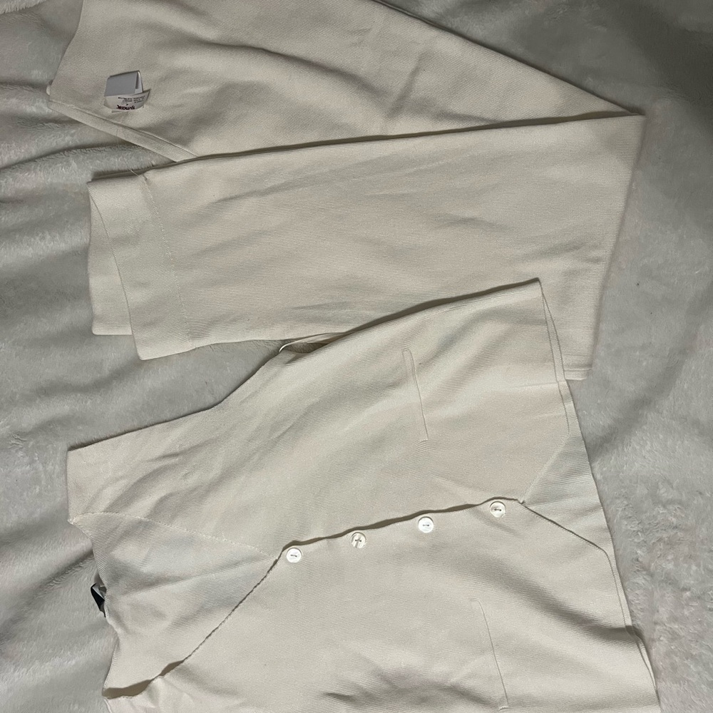 Cream Button-Up Shirt and Pants Set